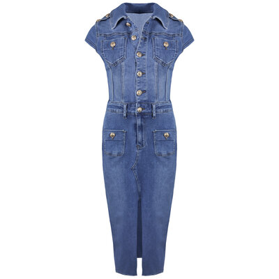 JAIMY Paige gold button denim dress
