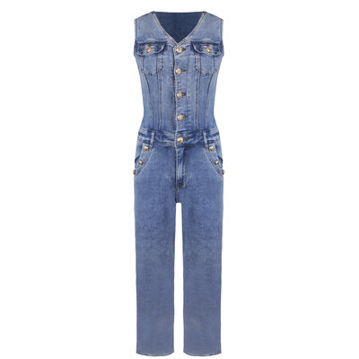JAIMY Harley gold button denim jumpsuit