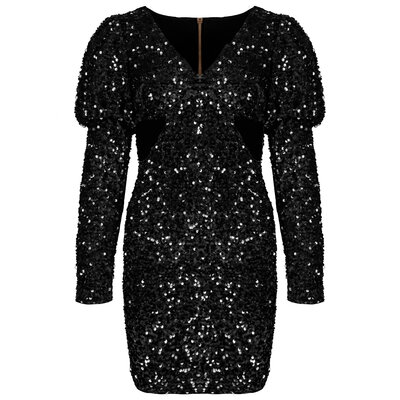 JAIMY Ariana cut out sequin dress black