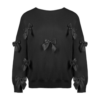 JAIMY Satin bow sweater black