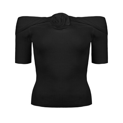 JAIMY Jasmine rose detail knitwear top black