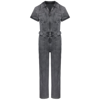 JAIMY Finley short sleeve denim jumpsuit grey