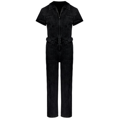 JAIMY Finley short sleeve denim jumpsuit black