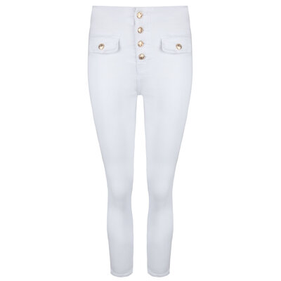 JAIMY Thalia gold button jeans white