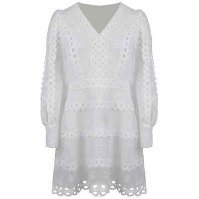 JAIMY Lyric embroidery dress white