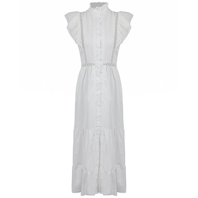 JAIMY Colette maxi embroidery dress white