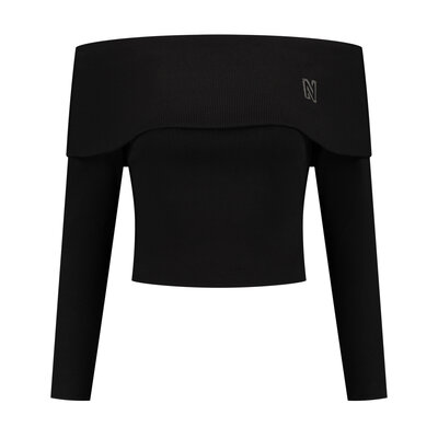 NIKKIE Barika off shoulder rib top black