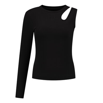 NIKKIE Barika rib cut out top black