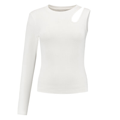 NIKKIE Barika rib cut out top star white