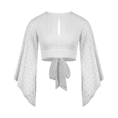 JAIMY Freya open back embroidery top white
