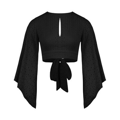 JAIMY Freya open back embroidery top black