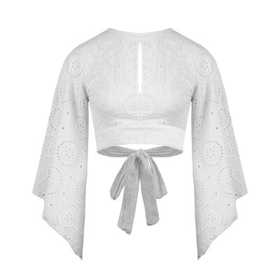 JAIMY Mary open back embroidery top white