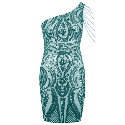 JAIMY Emilia beaded detail sequin dress mint