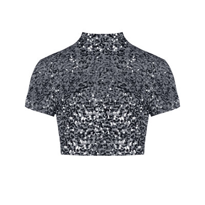 JAIMY Sequin crop top grey