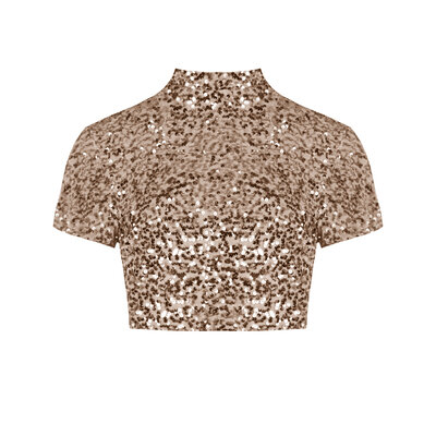 JAIMY Sequin crop top beige