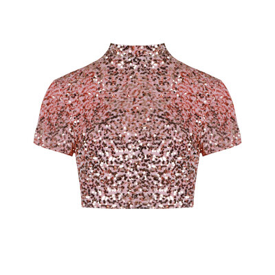 JAIMY Sequin crop top pink