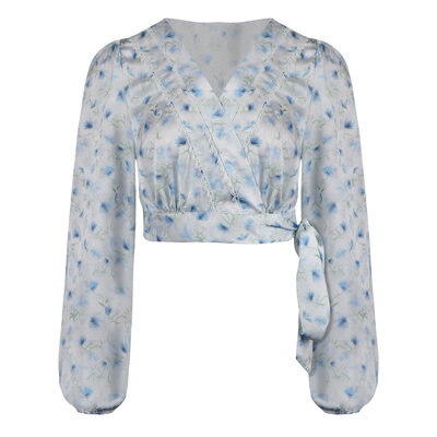 JAIMY Neriah printed satin wrap blouse