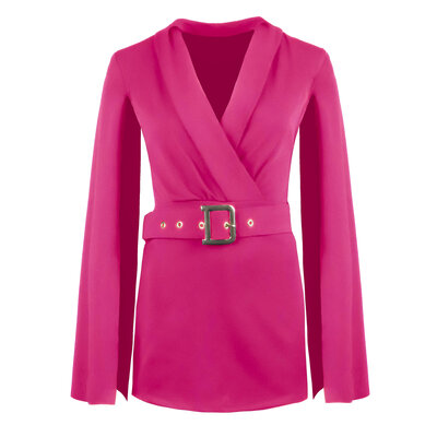 JAIMY Belted cape playsuit fuchsia