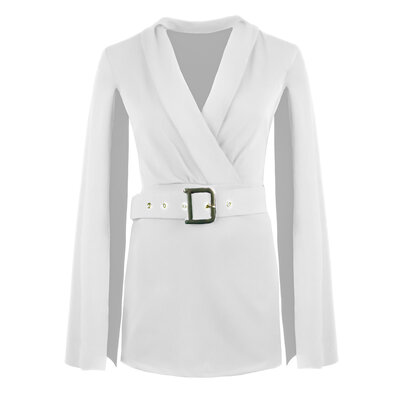 JAIMY Belted cape playsuit white