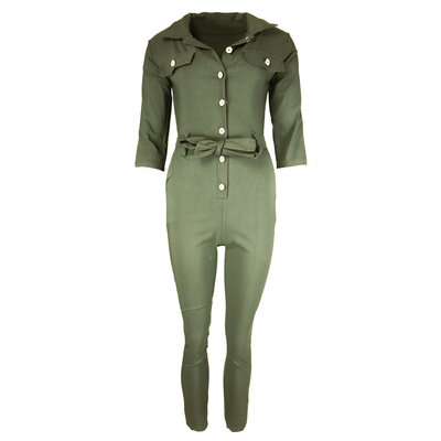 JAIMY Button up jumpsuit green