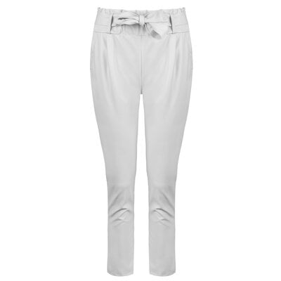 JAIMY Leather paper bag pantalon white