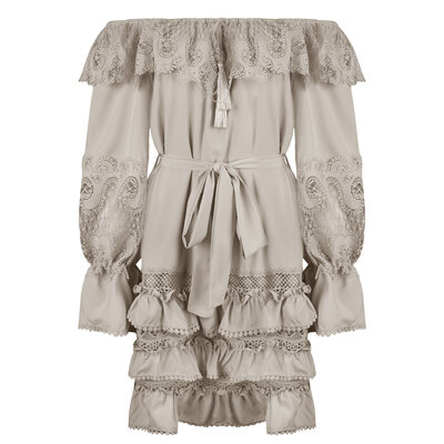 JAIMY Adley embroidery detail dress beige