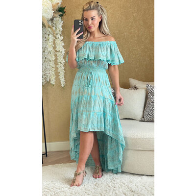 JAIMY Kendall off shoulder dress aqua