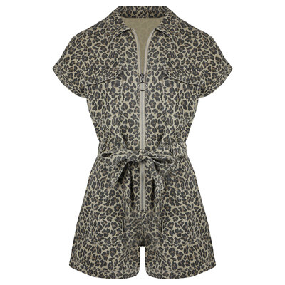 JAIMY Elyse denim leopard playsuit