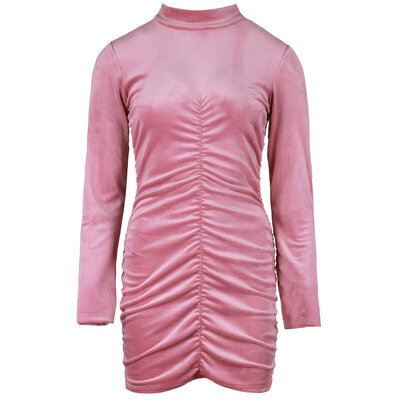 JAIMY Ruched velvet dress pink
