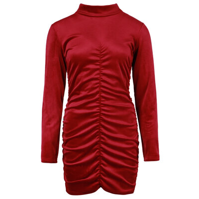 JAIMY Ruched velvet dress red