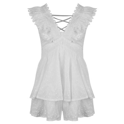 JAIMY Averie embroidery playsuit white