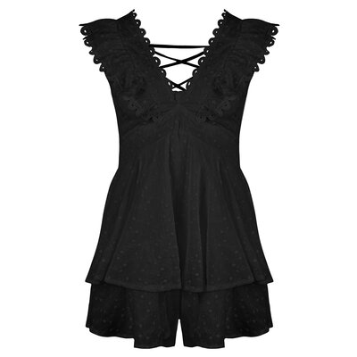 JAIMY Averie embroidery playsuit black