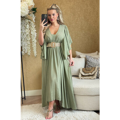 JAIMY Lauren linen maxi dress green