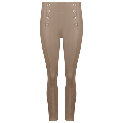 JAIMY Ember gold button leather legging taupe