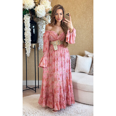 JAIMY Liana printed maxi boho dress pink