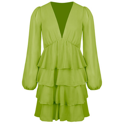JAIMY Legacy deep v dress pistachio green
