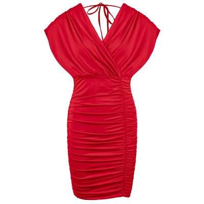 JAIMY Kendra ruched travel dress red