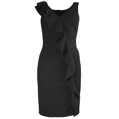 JAIMY Asymmetrical ruffle dress black
