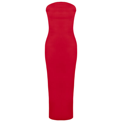 JAIMY Kardashian strapless dress red