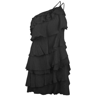 JAIMY Keira asymmetrical ruffle dress black