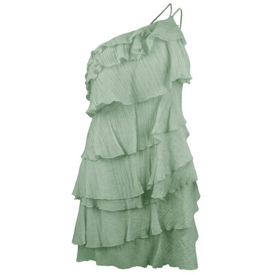 JAIMY Keira asymmetrical ruffle dress green