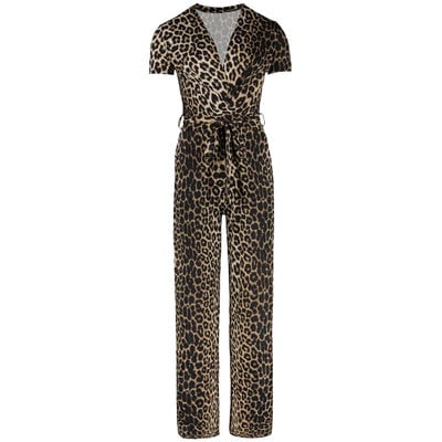JAIMY Aubree short sleeve travel jumpsuit leopard