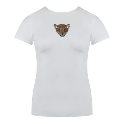 JAIMY Alani leopard detail t-shirt white