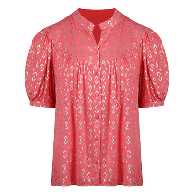 JAIMY Malaya metallic print blouse coral