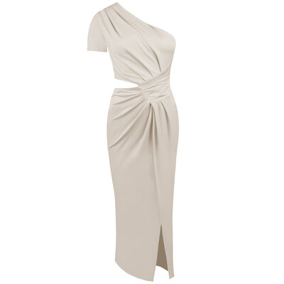 JAIMY Azariah cut out detail travel dress beige