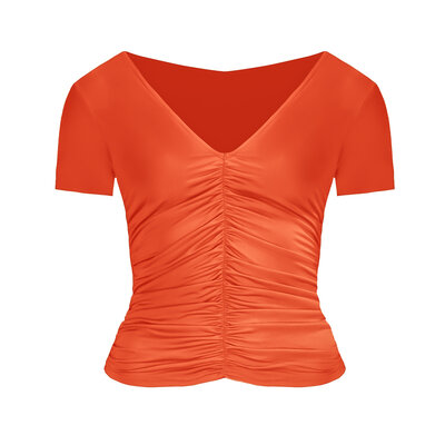 JAIMY Miley ruched travel top orange