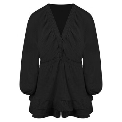 JAIMY Bianca cotton playsuit black