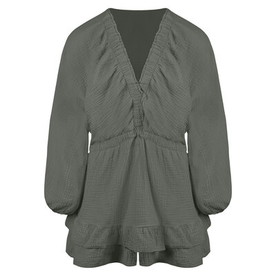JAIMY Bianca cotton playsuit army green