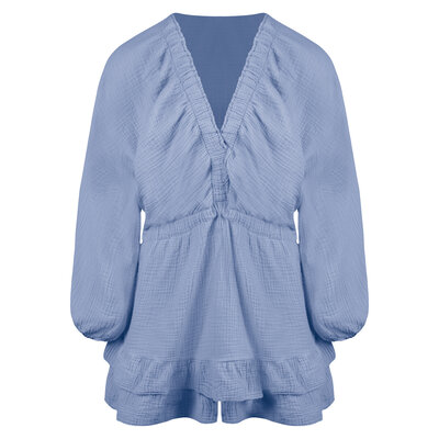 JAIMY Bianca cotton playsuit light blue