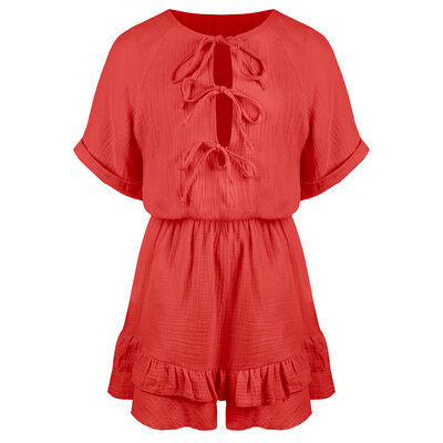 JAIMY Kate cotton playsuit coral